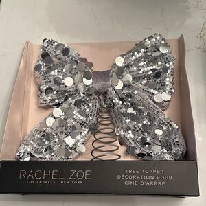 Rachel Zoe Glittering Silver Bow Tree Topper